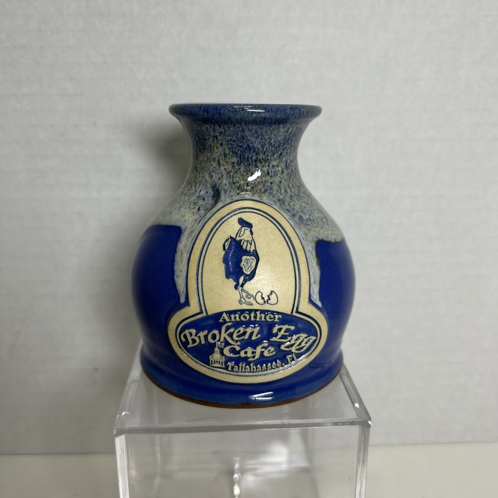 Deneen Pottery Another Broken Egg Cafe Florida Hand Thrown Blue Drip Bud Vase